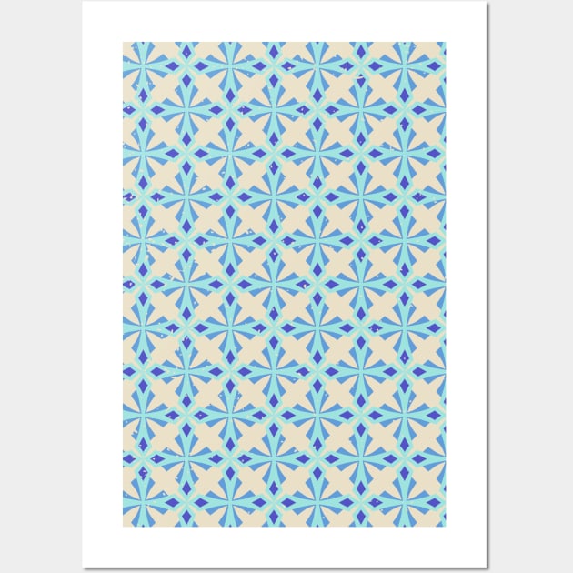 Geometric Blue Colour Pattern Wall Art by mariachapin